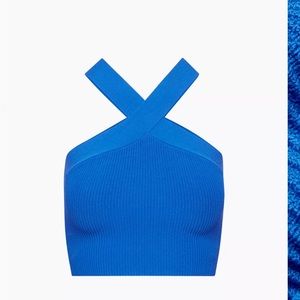 Aritzia Babaton Sculpt Knit Criss Cross Cropped Tank. Deep Blue. Size Medium.